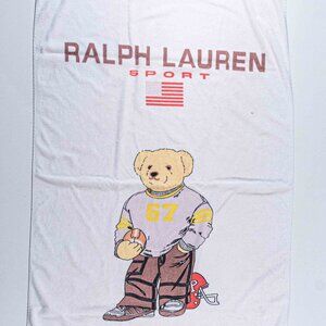 VTG 90s Polo Sport Ralph Lauren Football Bear Beach Towel Faded Sunwashed 62x33